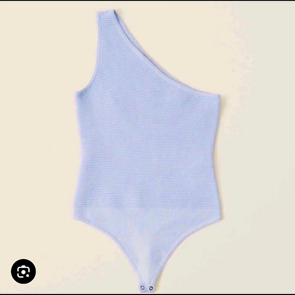ABERCROMBIE & FITCH Blue Ribbed One-Shoulder Body Suit Womens SZ Large BRAND NEW